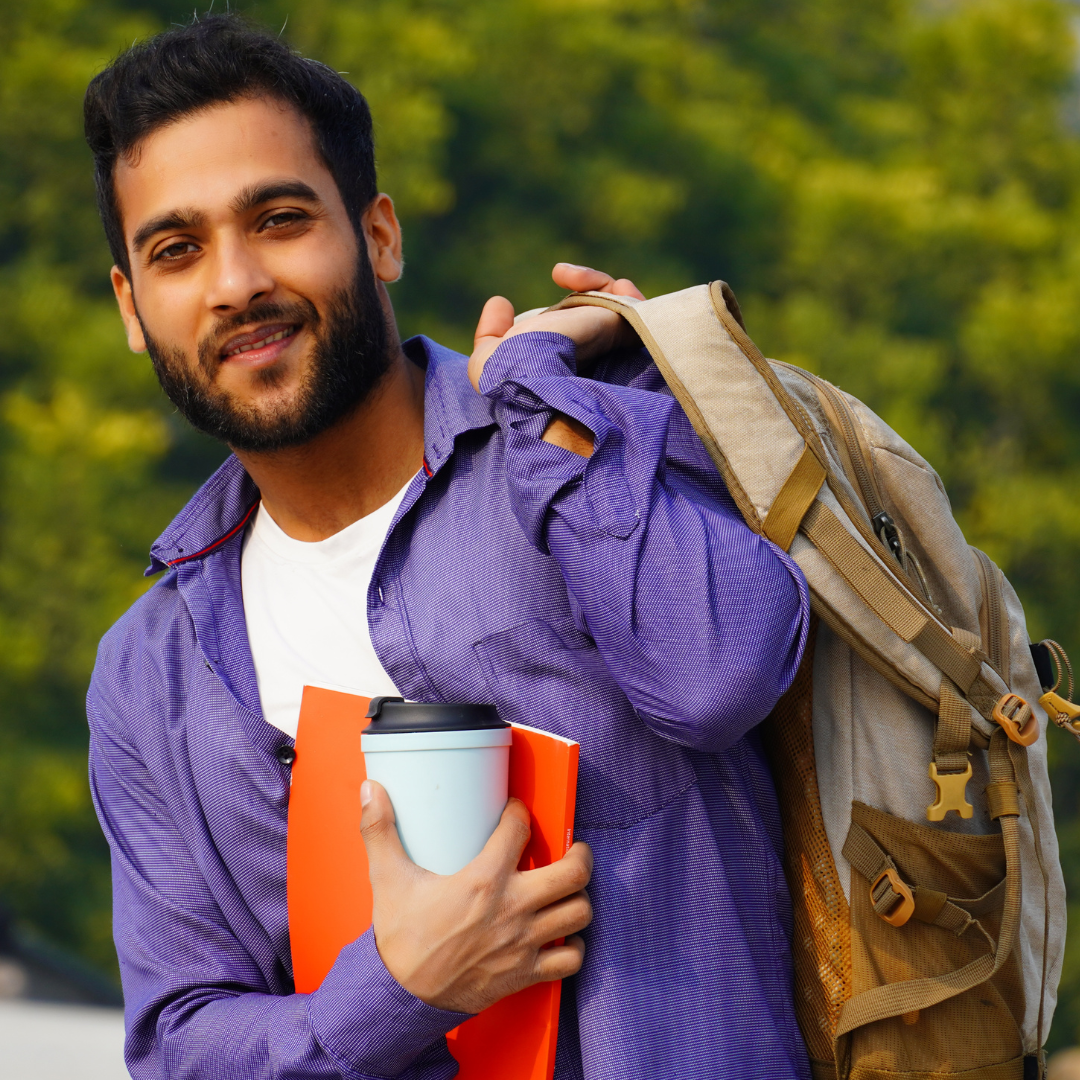 Student with backpack